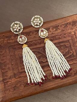 AVSA JEWELS - White Bhoomi Pearl Tassel Earrings