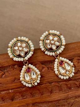 AVSA JEWELS - Multi Color Vismayee Polki Pearl Earrings