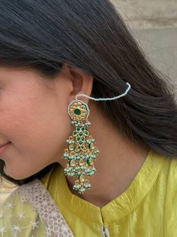 AVSA JEWELS - Green Isra Kundan Earrings
