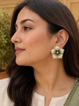 AVSA JEWELS - Mirangi Green Pearl Floret Earrings