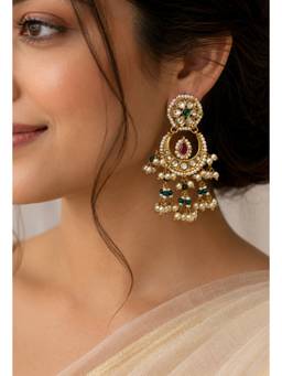 AVSA JEWELS - Multicolour Amrapali Floral Polki Earrings