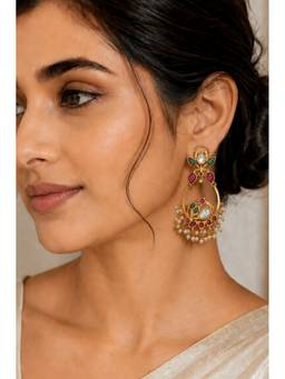AVSA JEWELS - Multi Color Bela Bird Polki Earrings