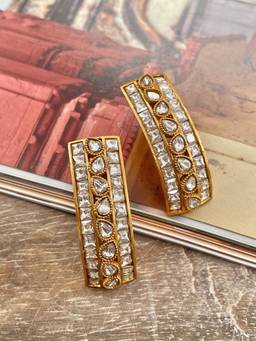 AVSA JEWELS - Gold Avni Polki and Zircon Studs