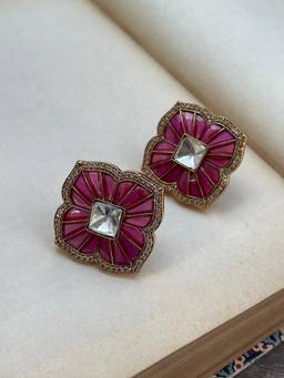 AVSA JEWELS - Pink Stone Polki Earrings