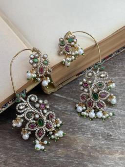 AVSA JEWELS - Multi-Color Hema Polki Multi Stone Ear Cuffs