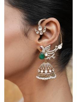 AVSA JEWELS - Multi Color Sajda Bird Motif Ear Cuffs