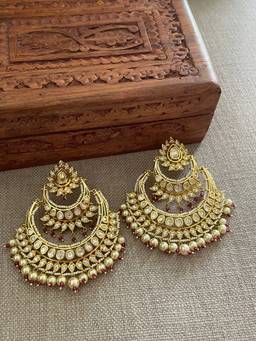 AVSA JEWELS - Gold Polki Chaandbaali Earrings