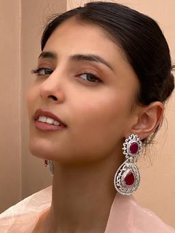 AVSA JEWELS - Red Regal Zircon Cocktail Earrings