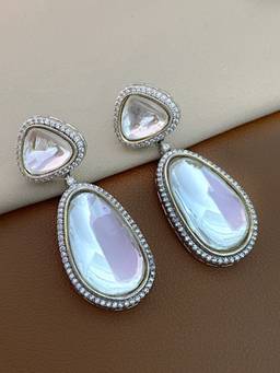 AVSA JEWELS - White Dale Kundan Earrings