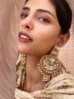 AVSA JEWELS - Gold Lena Antique Finish Statement Dangler Earrings