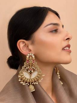 AVSA JEWELS - Gold Raina Antique Temple Earrings