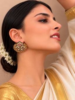 AVSA JEWELS - Multi-Color Saloni Antique Ghungroo Tukda Stud Earrings