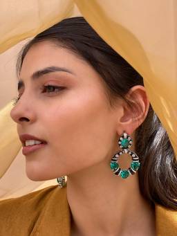 AVSA JEWELS - Green Emerald Enamel Earrings