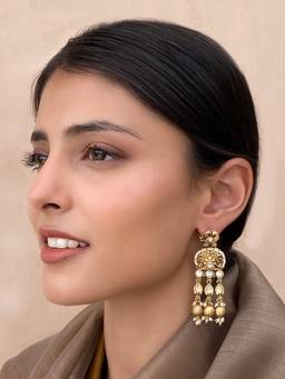 AVSA JEWELS - White Renee Jharokha Finish Dangler Earrings