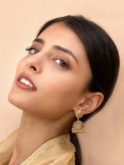 AVSA JEWELS - Gold Avisa Temple Gold Finish Jhumki Earrings