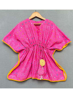 LABEL NEETI - Pink Traditional Ethnic Print Kaftan Dress