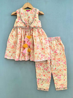 LABEL NEETI - Multi-Color Floral Print Kurta With Attached Jacket & Pant