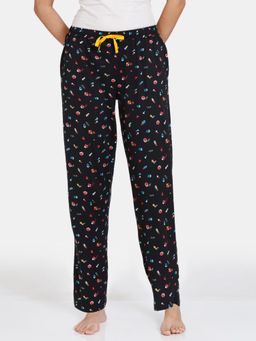 Zivame - Color Me Happy Knit Poly Cotton Pyjama - Moonless Night - Black
