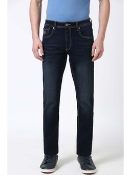 Peter England - Men Navy Light Wash Classic Tapered Jeans