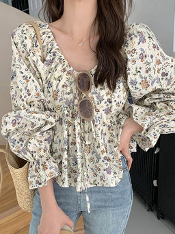 Outzidr - White Printed Relaxed Top