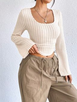 Outzidr - White Top with Bell Sleeves