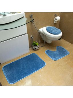 EZ Life - Luxe Cashmere Blue 3 Piece Bathroom Mats Set (L 80 x W 50 cms)