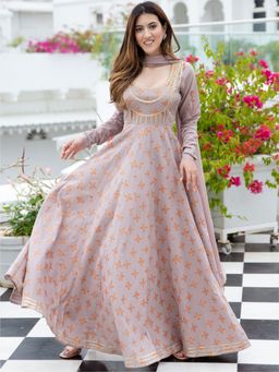 Lavanya The Label - Cotton Printed Flared Anarkali with Dupatta