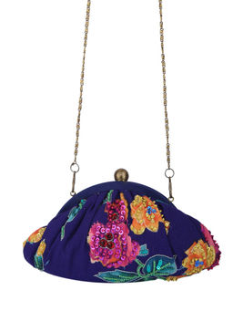 5 Elements by Radhika Gupta - Purple Embroidered Potli Clutch
