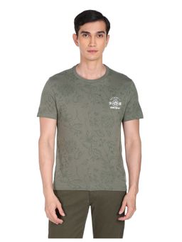 U.S. Polo Assn. Denim Co. - Men Olive Crew Neck Floral Print T-Shirt