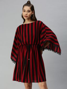 SHOWOFF - Women Striped Black Kaftan Dress
