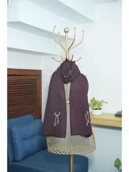 October - Brown Fine Wool Chandi Scarf