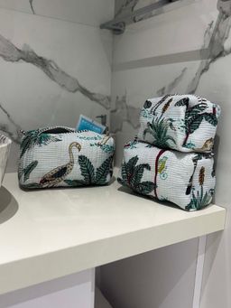 The Indian Artisan - White Jungle Pouch Set