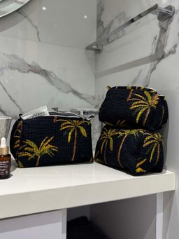 The Indian Artisan - Black Palm Pouch Set