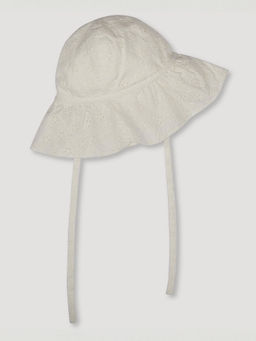 EARLY SUNDAY - Bonie Baby Sun Hat, Allover Eyelet Embroidered Cotton Schifflie White
