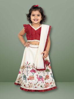 Earthy Tweens - Festive Folk Choli with Lehenga and Dupatta