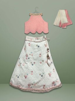 Earthy Tweens - Blush Blossom Choli with Lehenga and Dupatta