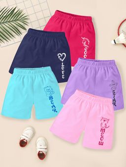 Kuchipoo - Short for Girls Casual Printed Cotton Blend Multicolor (Pack of 5)