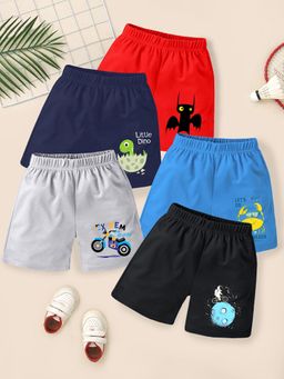 Kuchipoo - Short for Boys Casual Printed Cotton Blend Multicolor (Pack of 5)