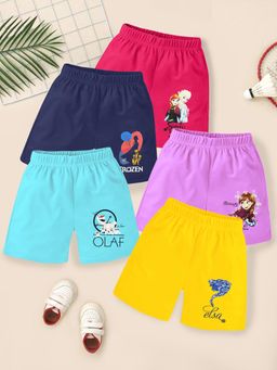 Kuchipoo - Short for Girls Casual Printed Cotton Blend Multicolor (Pack of 5)