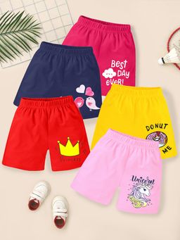 Kuchipoo - Short for Girls Casual Printed Cotton Blend Multicolor (Pack of 5)