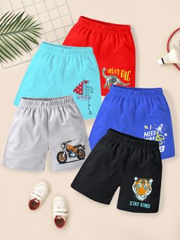 Kuchipoo - Short for Boys Casual Printed Cotton Blend Multicolor (Pack of 5)