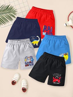 Kuchipoo - Boys Multi-Color Regular Fit Cotton Shorts (Pack of 5)