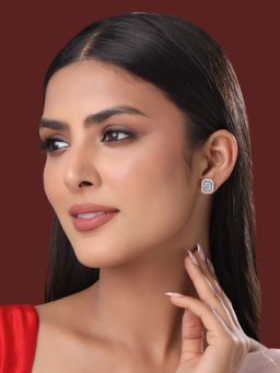 VIRAASI - Elegant Grey Stone Ad Stud Earrings