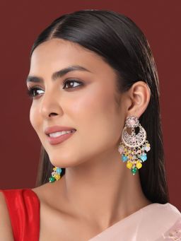 VIRAASI - Ethnic Multicolor Kundan Pearl Beaded Earrings