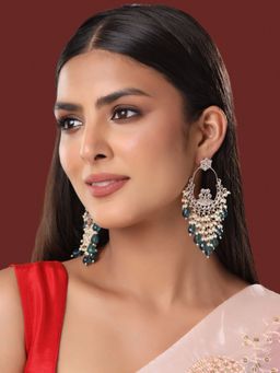 VIRAASI - Ethnic Kundan Pearl Beaded Jhumka Earrings