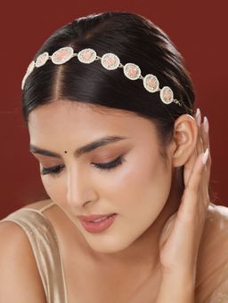 VIRAASI - Gold-Plated Ethnic Kundan-Studded Meenakari Enamelling Matha Patti