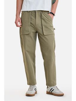 Snitch - Men Olive Polyester Mid Waist Pant