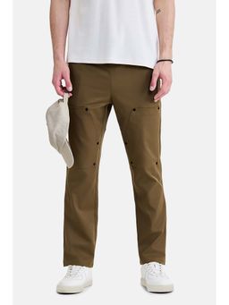 Snitch - Men Brown Polyester Mid Waist Cargo Pant