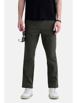 Snitch - Men Olive Polyester Mid Waist Cargo Pant