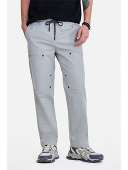 Snitch - Men Grey Polyester Mid Waist Cargo Pant